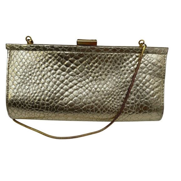 STEVE MADDEN Evening Bag Gold Tone with Chain Clutch Handbag - Picture 6 of 13